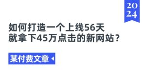 某付费文章《如何打造一个上线56天就拿下45万点击的新网站?》-21资源库