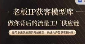 老板IP流量供应链，动作越少，账号越好，使用拿来就能用的万能模型，快速为产品获客翻N倍-21资源库