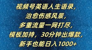 视频号英语人生语录,多重流量一网打尽,模板加持,30分钟出爆款,新手也能日入1000+【揭秘】-21资源库