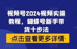 视频号2024视频实操教程,蝴蝶号新手带货十步法-21资源库