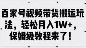 百家号视频带货搬运玩法，轻松月入1W+，保姆级教程来了【揭秘】-21资源库