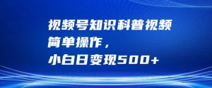 视频号知识科普视频,简单操作,小白日变现500+【揭秘】-21资源库