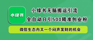 小绿书无脑搬运引流，全自动日引500精准创业粉，微信生态内又一个闷声发财的机会【揭秘】-21资源库