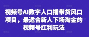 视频号AI数字人口播带货风口项目，最适合新人下场淘金的视频号红利玩法-21资源库
