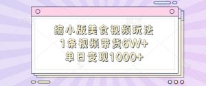 缩小版美食视频玩法，1条视频带货6W+，单日变现1k-21资源库