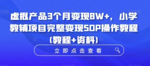虚拟产品3个月变现8W+，小学教辅项目完整变现SOP操作教程(教程+资料)-21资源库