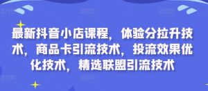 最新抖音小店课程,体验分拉升技术,商品卡引流技术,投流效果优化技术,精选联盟引流技术-21资源库