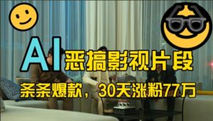 蓝海赛道,AI恶搞影视片段,条条爆款,30天涨粉77万,全流程拆解【揭秘】-21资源库