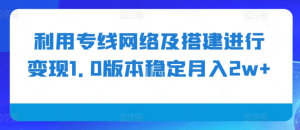 利用专线网络及搭建进行变现1.0版本稳定月入2w+【揭秘】-21资源库