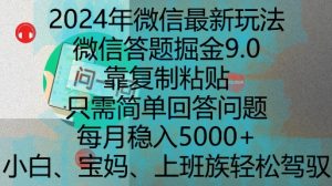 2024年微信最新玩法，微信答题掘金9.0玩法出炉，靠复制粘贴，只需简单回答问题，每月稳入5k【揭秘】-21资源库