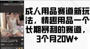 成人用品赛道新玩法，情趣用品一个长期暴利的赛道，3个月收益20个【揭秘】-21资源库
