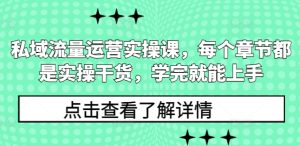 私域流量运营实操课,每个章节都是实操干货,学完就能上手-21资源库