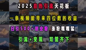2025自热引流天花板，一条视频能带来四位数的收益，引流+变现双管齐下，日引500+创业粉，涨粉嘎嘎猛-21资源库