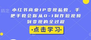 小红书商业IP变现私教,手把手教会你从0-1制作短视频到变现的全过程-21资源库