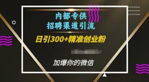 内部招聘渠道日引流300+创业粉,加爆你的微信【揭秘】-21资源库