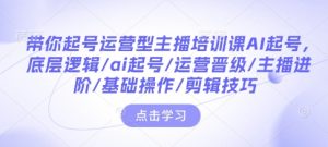 带你起号运营型主播培训课AI起号,底层逻辑/ai起号/运营晋级/主播进阶/基础操作/剪辑技巧-21资源库