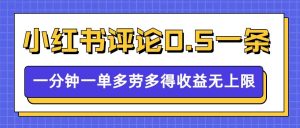 小红书留言评论，0.5元1条，一分钟一单，多劳多得，收益无上限-21资源库