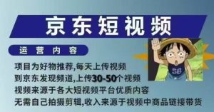 京东短视频带货课，无需自己拍摄剪辑，保姆式教学，两天快速上手-21资源库