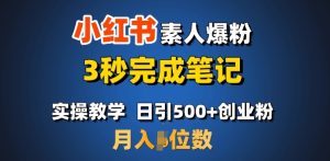 首推:小红书素人爆粉,3秒完成笔记,日引500+月入过W-21资源库