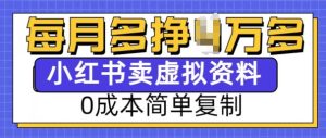 小红书虚拟资料项目,0成本简单复制,每个月多挣1W【揭秘】-21资源库
