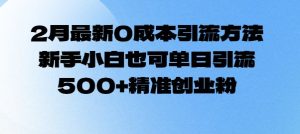 2月最新0成本引流方法，新手小白也可单日引流500+精准创业粉-21资源库