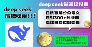 Deepseek做知识付费日洗百篇公众号文日引300+创业粉，卖课日四位数变现保姆级教程!-21资源库