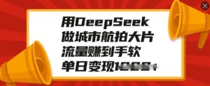 用DeepSeek做城市航拍大片,流量赚到手软,单日变现多张-21资源库