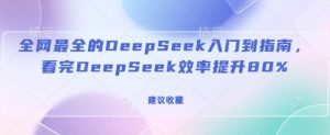 全网最全的DeepSeek入门到指南，看完DeepSeek效率提升80%(建议收藏)-21资源库