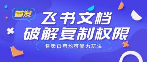 首发飞书文档破解复制权限，售卖自用均可暴力玩法-21资源库