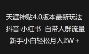 天涯神贴4.0版本最新玩法,抖音·小红书自带人群流量,新手小白轻松月入过W-21资源库