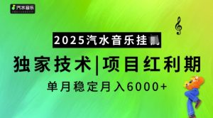 2025汽水音乐挂JI，独家技术，项目红利期，稳定月入5k【揭秘】-21资源库