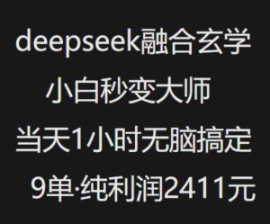 抖音小红书deepseek融合玄学,纯小白秒变大师,当天1小时无脑搞定9单,纯利润上千-21资源库