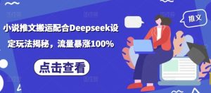 小说推文搬运配合Deepseek设定玩法揭秘,流量暴涨100%-21资源库