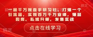 一品千万操盘手研习社，打爆一个引流品，实现百万千万业绩，爆品裂变，私域升单，发售实战-21资源库