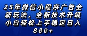 2025年微信小程序全新玩法纯小白易上手，稳定日入多张，技术全新升级，全网首发【揭秘】-21资源库