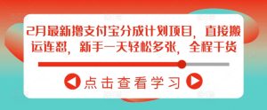 2月最新撸支付宝分成计划项目,直接搬运连怼,新手一天轻松多张,全程干货-21资源库