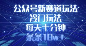 公众号新赛道玩法，冷门玩法，每天十分钟，条条10w+-21资源库