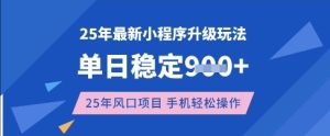 25年3月最新小程序升级玩法,单日稳定收益数张,风口项目,一个手机轻松操作【揭秘】-21资源库