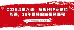 2025流量大课：短视频IP专题技能课，25年最棒的短视频课程-21资源库