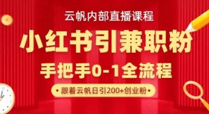 云帆内部直播课，小红书引流兼职粉教程，日引500+月变现过W-21资源库