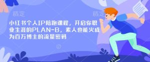 小红书个人IP陪跑课程，开启你职业生涯的PLAN-B，素人也能火成为百万博主的流量密码-21资源库