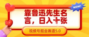 靠鲁迅先生名言,日入数张,视频号掘金赛道5.0-21资源库