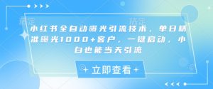 小红书全自动曝光引流技术，单日精准曝光1000+客户，一键启动，小白也能当天引流【揭秘】-21资源库