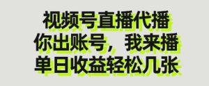 视频号直播代播，你出账号我来播，单日收益轻松几张【揭秘】-21资源库