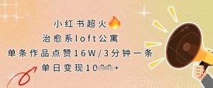 小红书超火的治愈系loft公寓，单条作品点赞16W，3分钟一条，单日变现数张-21资源库