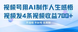 用AI做人生感悟视频，4条视频当天收益782-21资源库