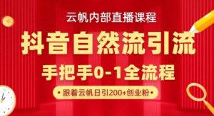 【云帆内部直播课】抖音最新自然模版引流玩法，单号单日引300+精准创业粉-21资源库