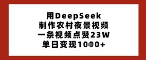用DeepSeek制作农村夜景视频，一条视频点赞23W，单日变现多张-21资源库