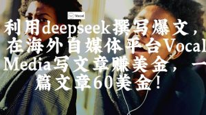 出海搞钱!利用deepseek撰写爆文,在海外自媒体平台Vocal Media写文章挣美金,一篇文章60刀-21资源库