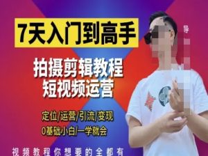 7天入门到高手，短视频剪辑运营高手课，定位 运营 引|流 变现，0基础小白一学就会-21资源库